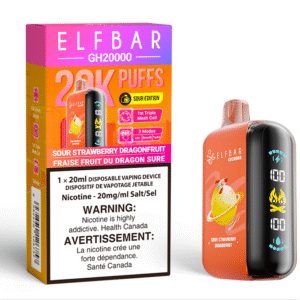 elf bar gh20000 disposable vape sour strawberry dragonfruit