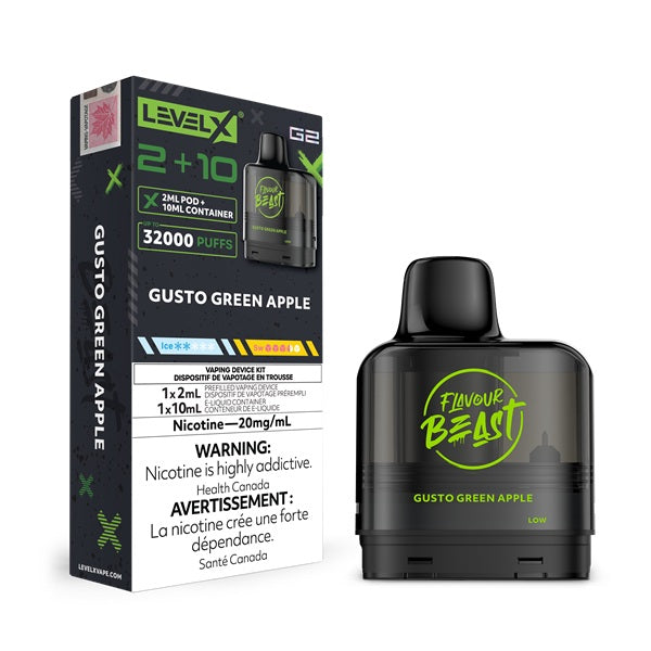 flavour beast level x g2 pod gusto green apple flavour beast level x g2 pod gusto green apple