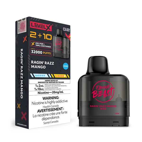 flavour beast level x g2 pod ragin' razz mango iced flavour beast level x g2 pod ragin' razz mango iced
