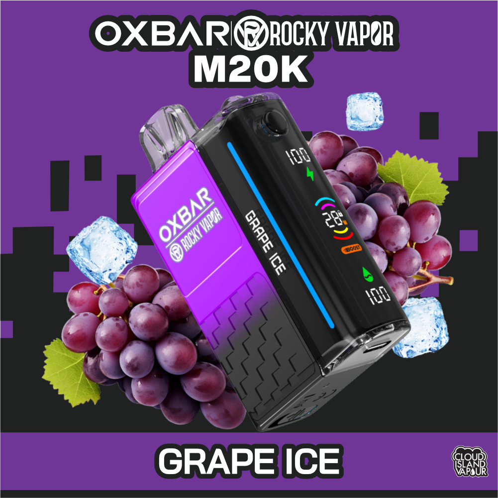 rocky vapor oxbar m20k disposable vape grape ice rocky vapor oxbar m20k disposable vape grape ice