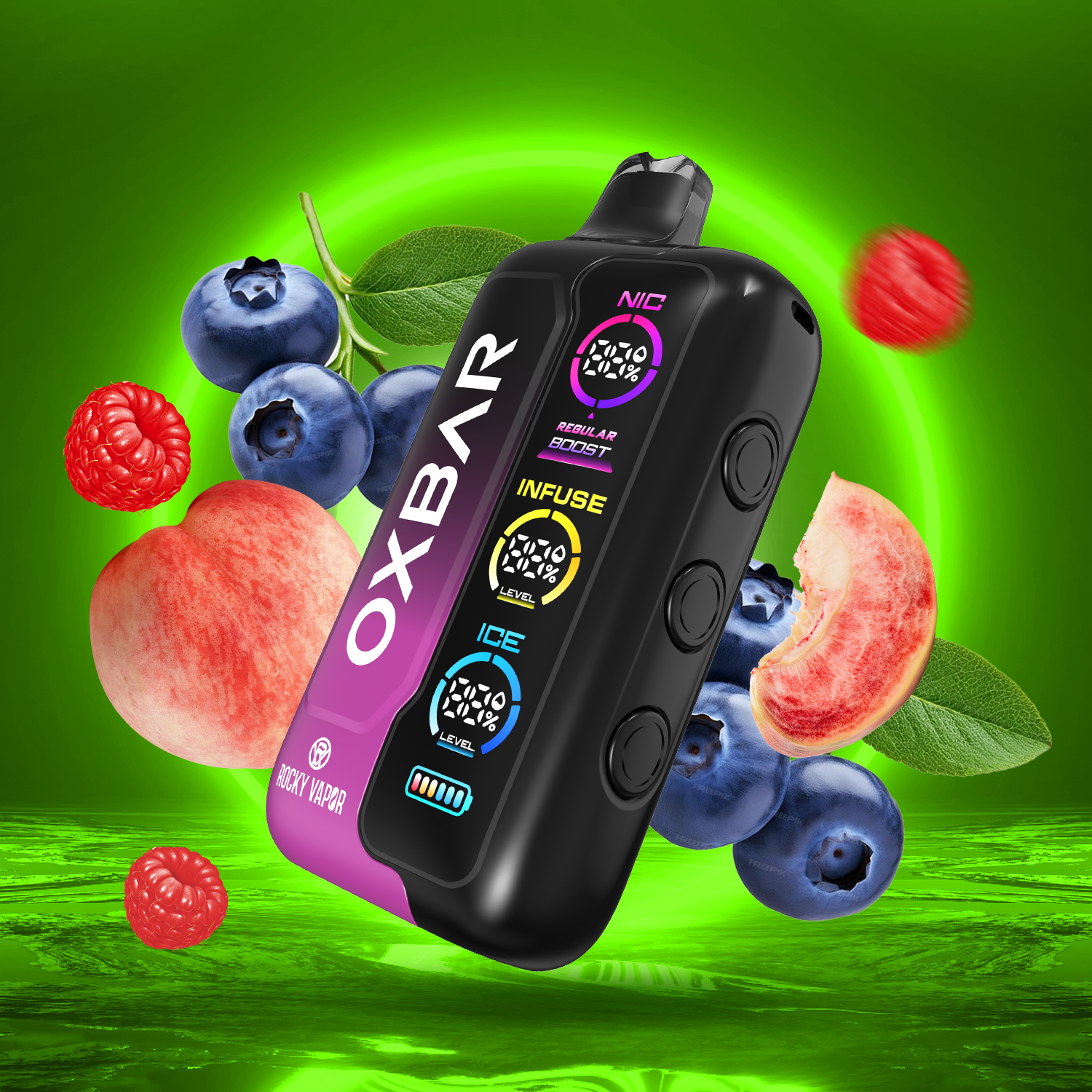 rocky vapor oxbar tri fusion disposable vape peach berry rocky vapor oxbar tri fusion disposable vape peach berry