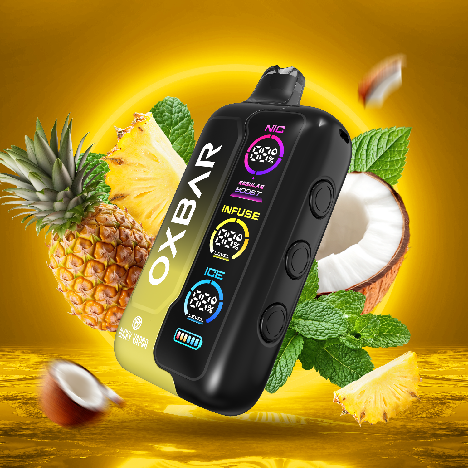 rocky vapor oxbar tri fusion disposable vape pineapple coconut ice rocky vapor oxbar tri fusion disposable vape pineapple coconut ice