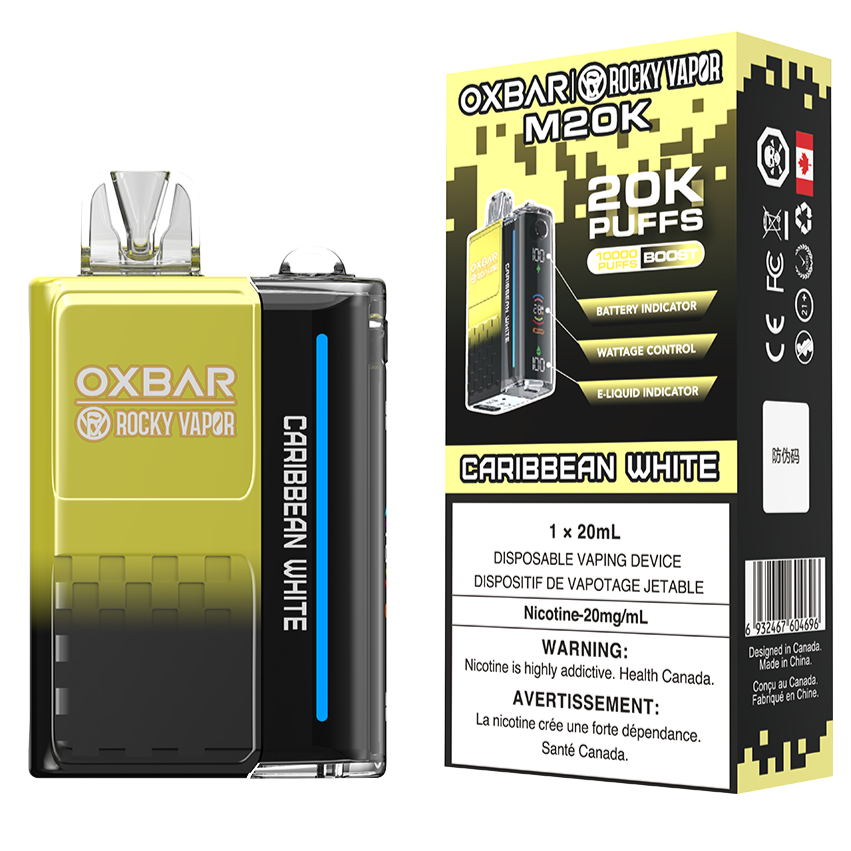 rocky vapor oxbar m20k disposable vape caribbean white rocky vapor oxbar m20k disposable vape caribbean white