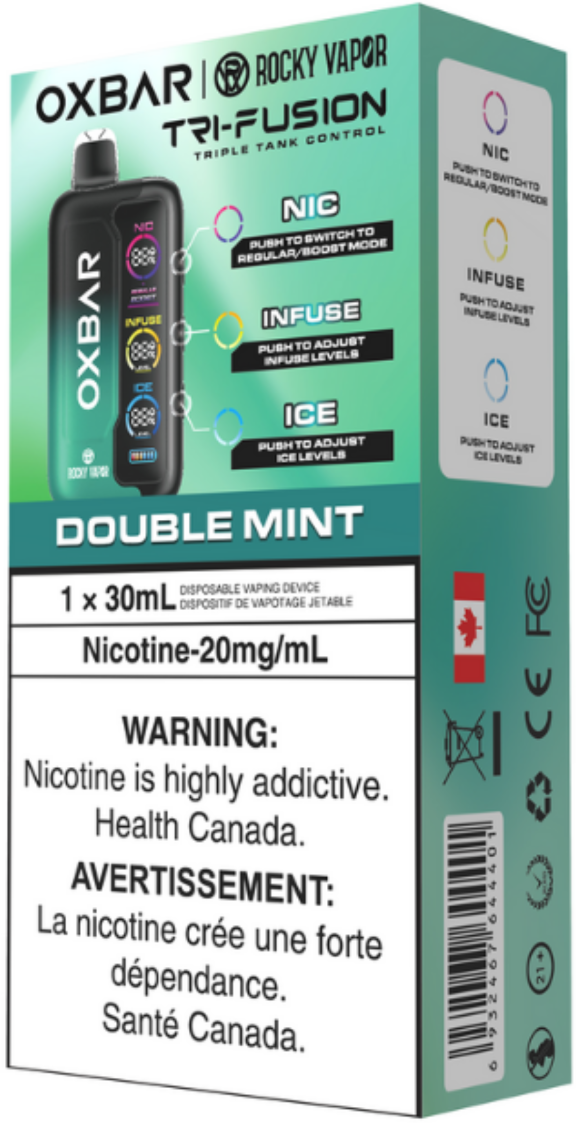 rocky vapor oxbar tri fusion disposable vape double mint rocky vapor oxbar tri fusion disposable vape double mint
