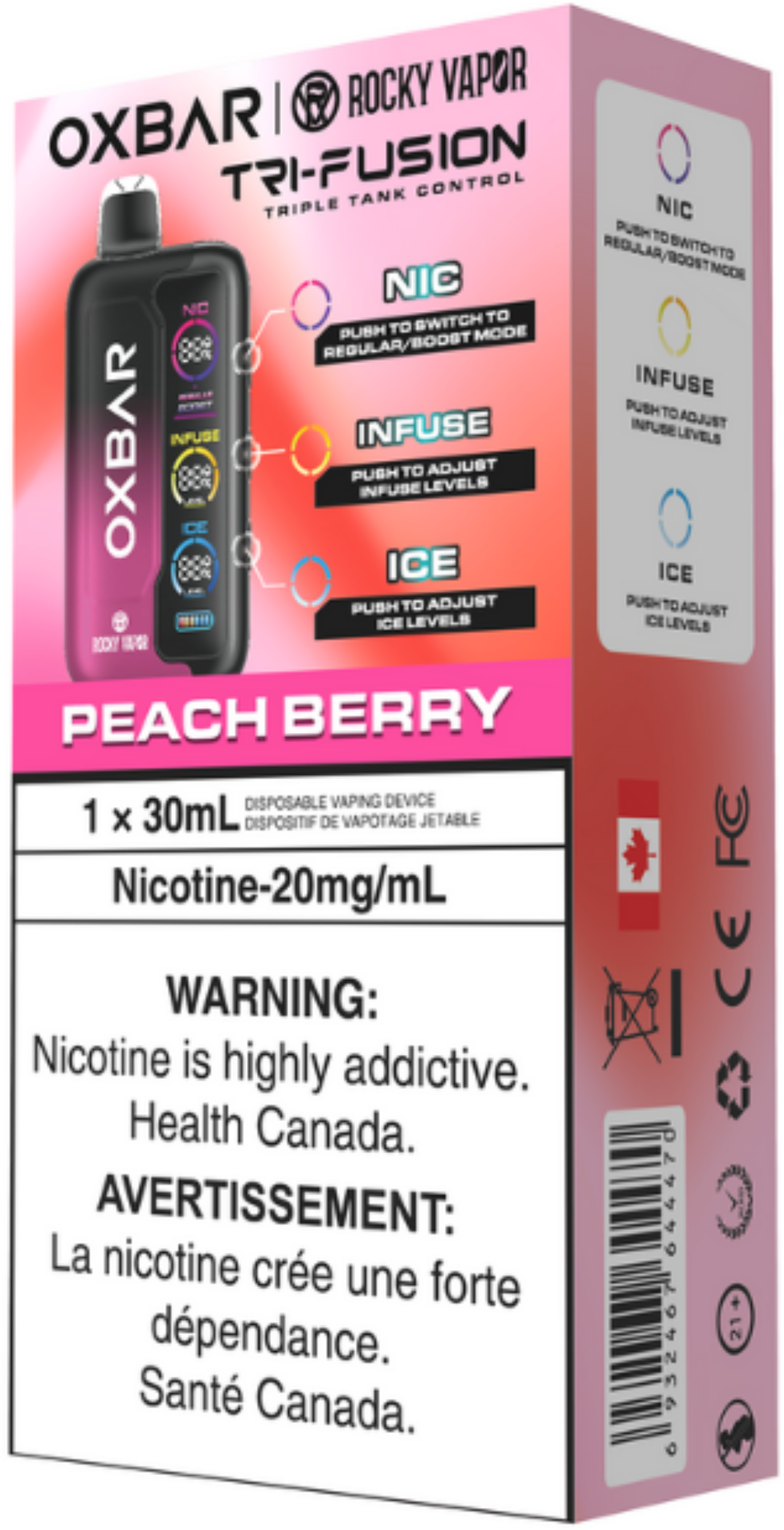 rocky vapor oxbar tri fusion disposable vape peach berry rocky vapor oxbar tri fusion disposable vape peach berry