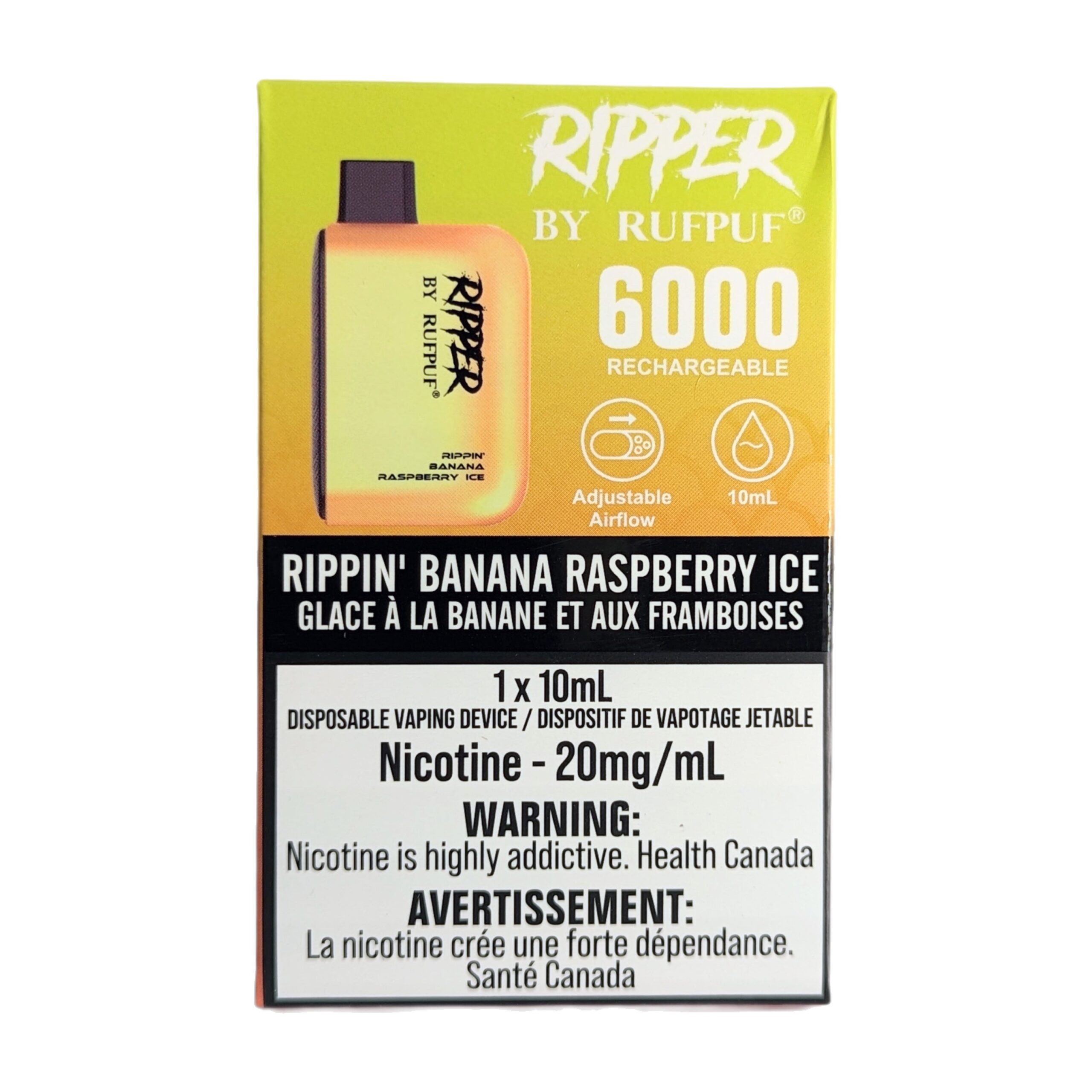 rufpuf ripper 6000 disposable rippin' banana raspberry ice rufpuf ripper 6000 disposable rippin' banana raspberry ice