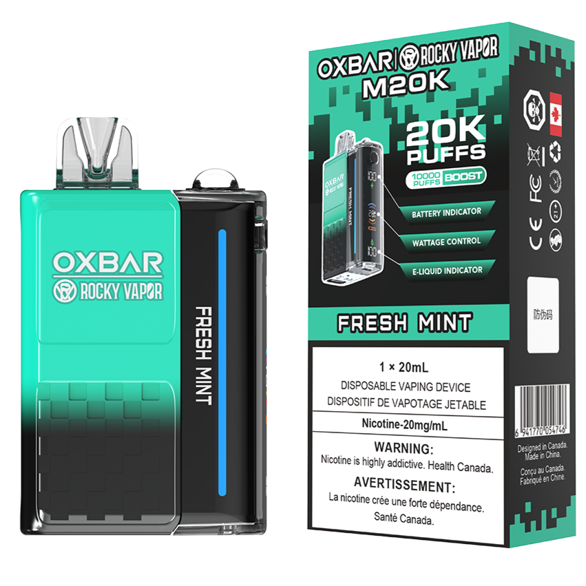 rocky vapor oxbar m20k disposable vape fresh mint rocky vapor oxbar m20k disposable vape fresh mint