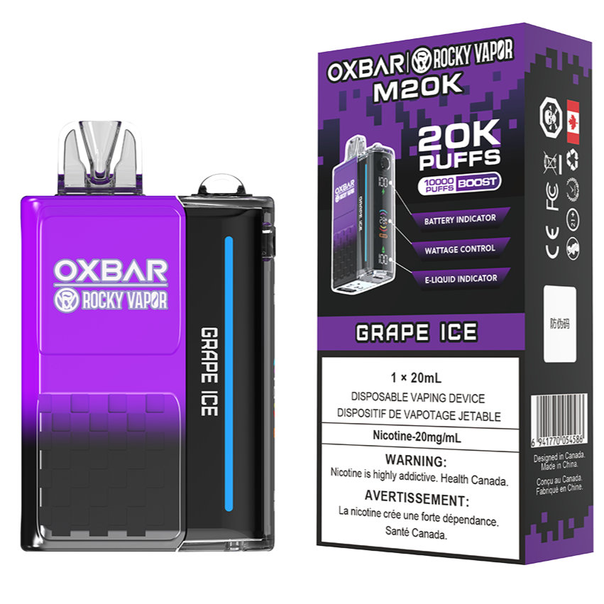 rocky vapor oxbar m20k disposable vape grape ice rocky vapor oxbar m20k disposable vape grape ice