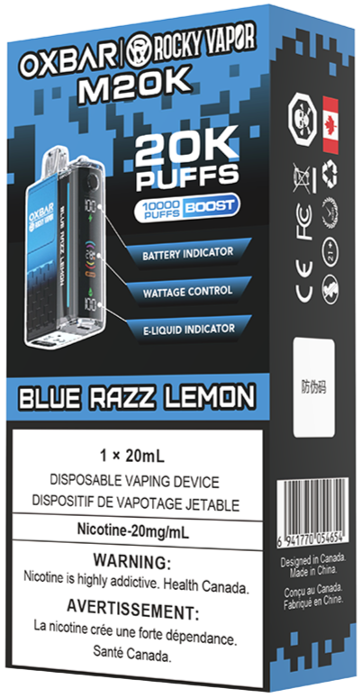 rocky vapor oxbar m20k disposable vape blue razz lemon rocky vapor oxbar m20k disposable vape blue razz lemon