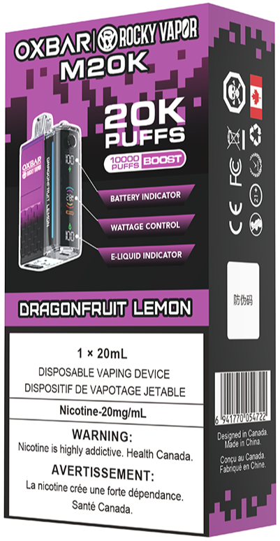 rocky vapor oxbar m20k disposable vape dragonfruit lemon rocky vapor oxbar m20k disposable vape dragonfruit lemon