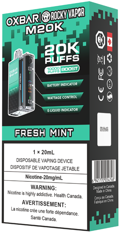 rocky vapor oxbar m20k disposable vape fresh mint rocky vapor oxbar m20k disposable vape fresh mint