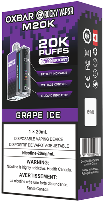 rocky vapor oxbar m20k disposable vape grape ice rocky vapor oxbar m20k disposable vape grape ice