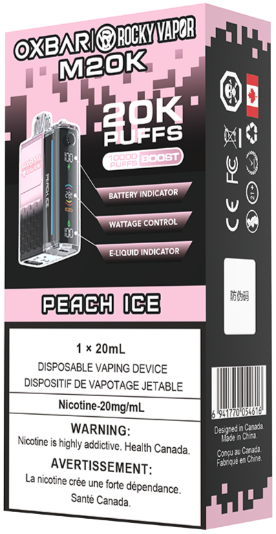 rocky vapor oxbar m20k disposable vape peach ice rocky vapor oxbar m20k disposable vape peach ice