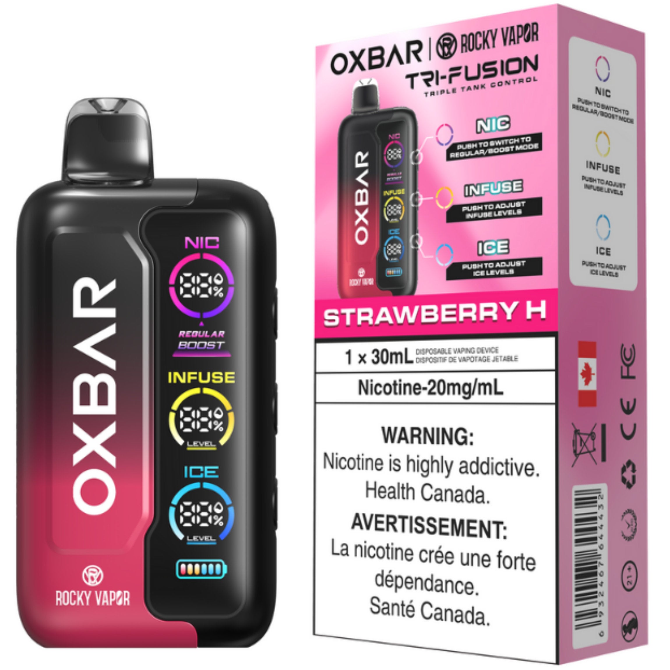 rocky vapor oxbar tri fusion disposable vape strawberry h rocky vapor oxbar tri fusion disposable vape strawberry h